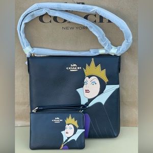 Disney X Coach Rowan File Bag With Evil Queen Motif with Wristlet